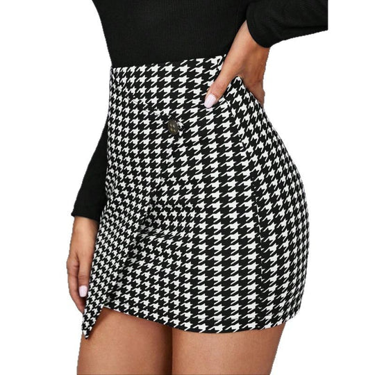 Damen Minirock mit asymmetrischem Schnitt und Knöpfen R&B