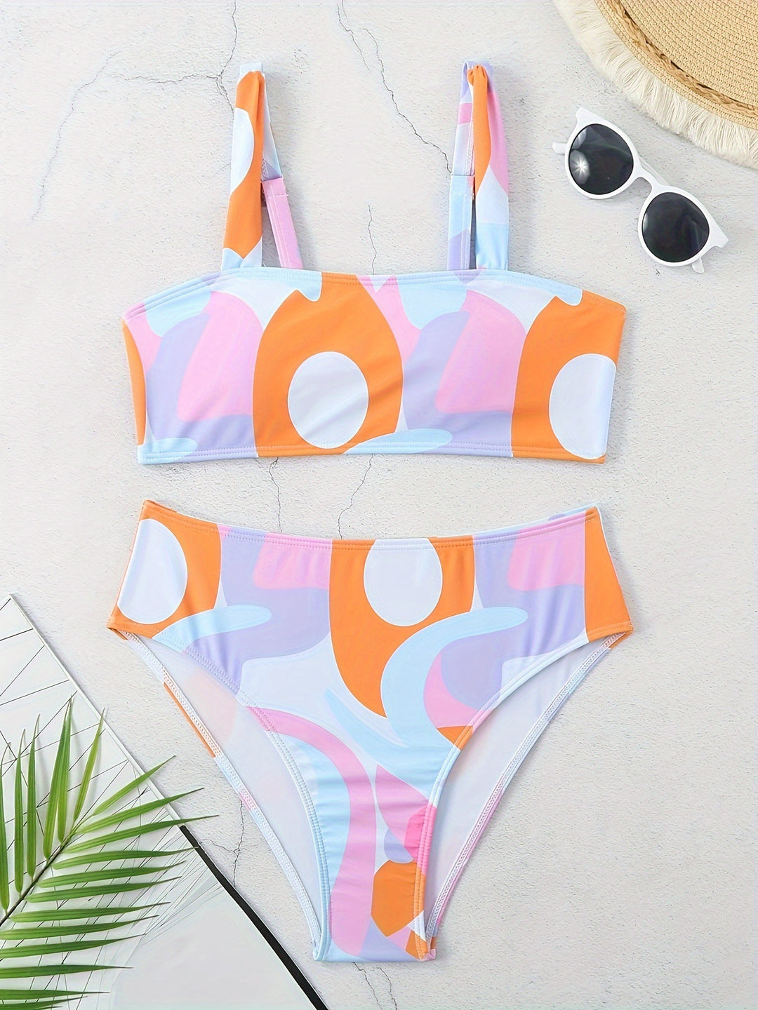 Damen Bikini-Set mit modischem grafischen Design und breiten Trägern R&B