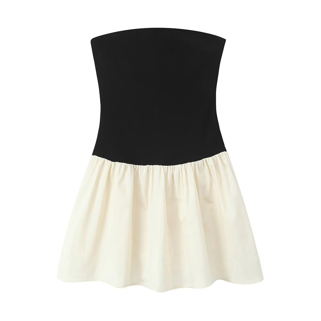 Damen Trägerloses Kleid mit ausgestelltem Rock R&B