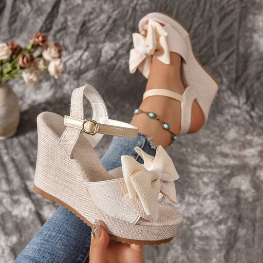 Damen Wedge-Sandalen mit dekorativem Schleifen-Detail R&B