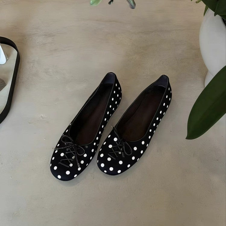 Damen Ballerinas mit charmantem Punktemuster und zierlichem Schleifendetail R&B