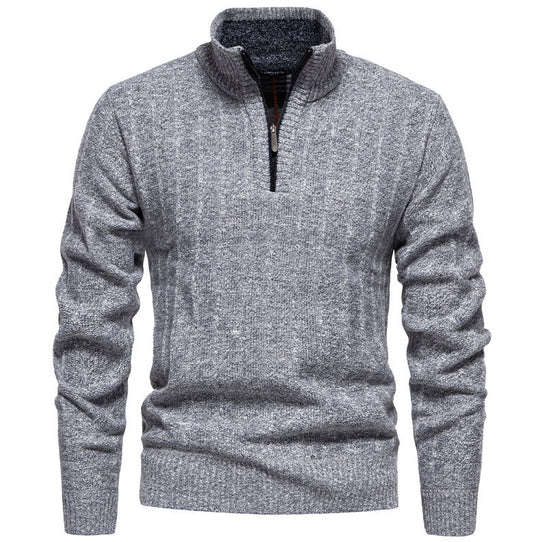 Herren Pullover mit Stehkragen und Zipper R&B