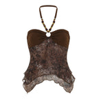 Damen Bandeau-Oberteil mit floralen Akzenten und dekorativem Halter R&B