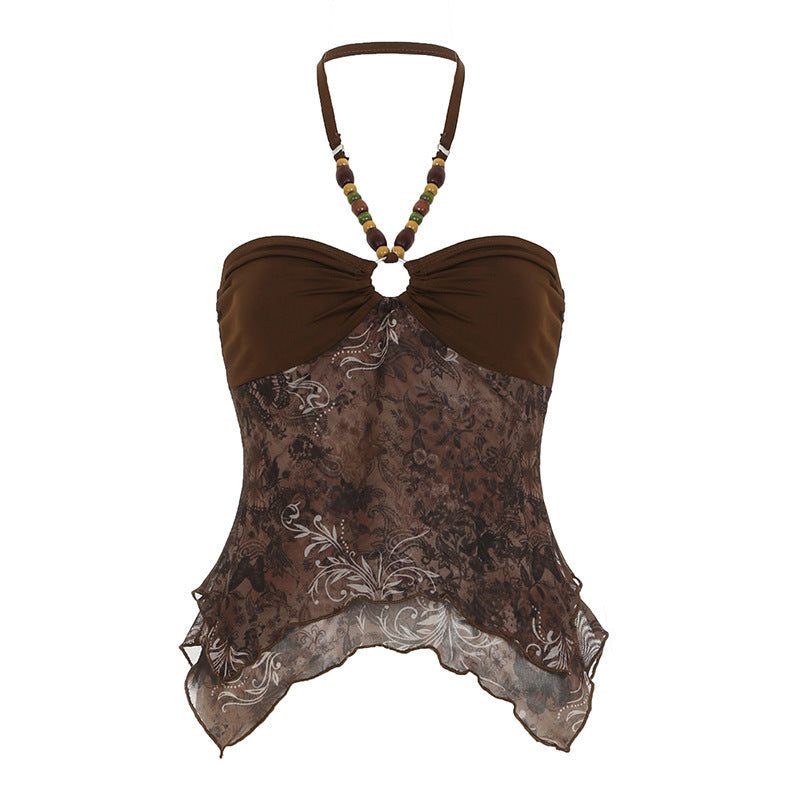 Damen Bandeau-Oberteil mit floralen Akzenten und dekorativem Halter R&B