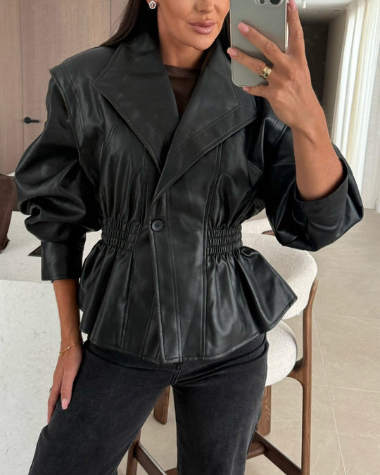 R&B | Revers Taille Cropped Pu-Jacke
