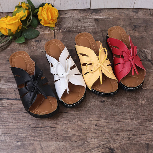 Damen Komfortable und modische Zehentrenner-Sandalen mit Schleifen-Design R&B