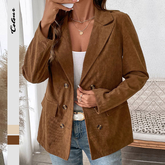 Damen modischer Rippenstoff Blazer mit elegantem Schnitt R&B