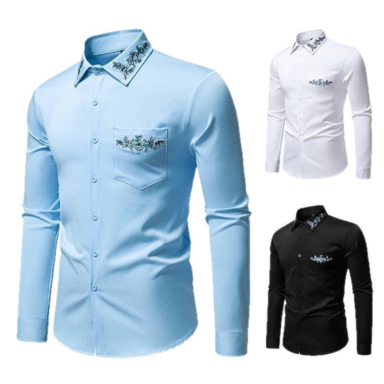 Herren Elegantes Hemd mit floralem Design und dezentem Stehkragen R&B