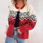 Damen kuschelige Strickjacke mit großem Muster und hochwertiger Verarbeitung R&B