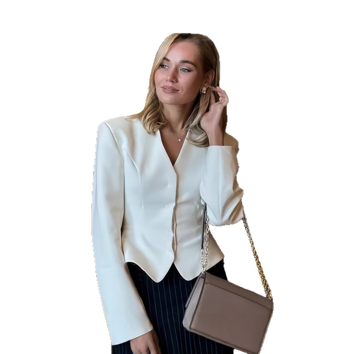 Damen modische Blazerjacke mit tailliertem Schnitt und eleganten Details R&B