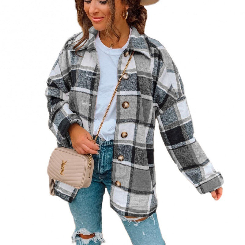 Damen Karierte Flanelljacke R&B