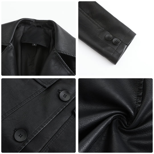 Damen modischer Kunstlederblazer mit praktischen Taschen R&B