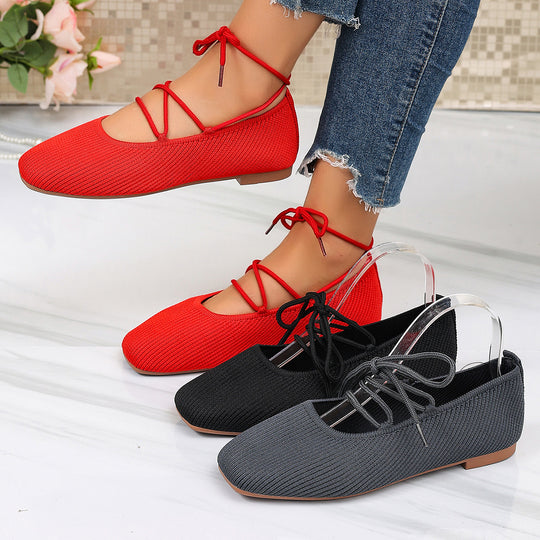 Damen elegante Schnürschuhe mit elastischem Obermaterial R&B