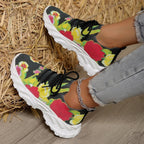 Damen modische Sneakers mit floralem Design und atmungsaktiver Textiloberfläche R&B