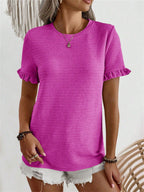 Damen Trendiges T-Shirt mit Rüschendetails und strukturierter Oberfläche R&B