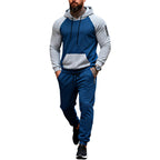 Herren nan zweiteiliges Kapuzen-Sweatset mit Raglanärmeln, Ärmel-Zip-Tasche und tapered Jogginghose R&B