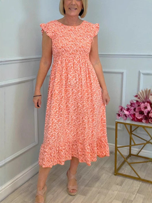 Damen luftiges Maxikleid mit Rüschen und floralem Design R&B