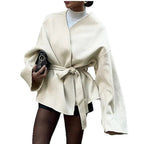 Damen Oversized Mantel mit Gürtel R&B