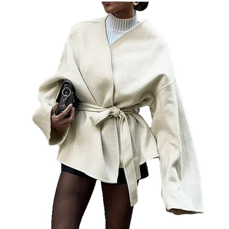 Damen Oversized Mantel mit Gürtel R&B
