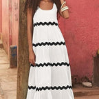 Damen Maxikleid mit Wellenmuster und weitem Schnitt R&B