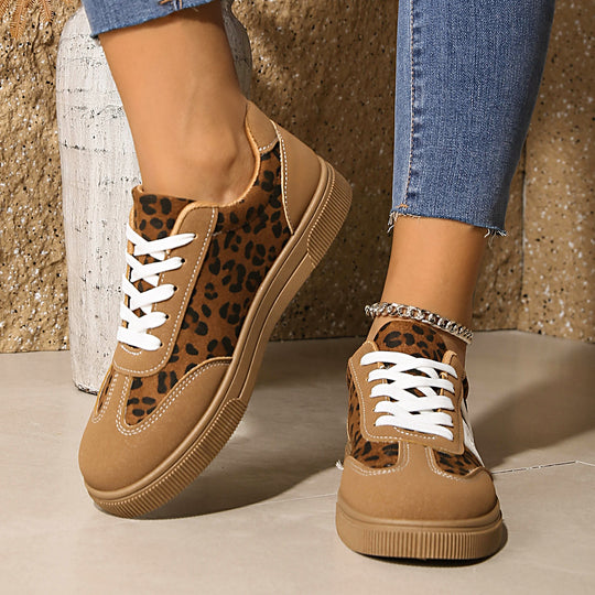 Damen Sneakers im eleganten Leo-Design mit abriebfester Sohle und atmungsaktiver Konstruktion R&B