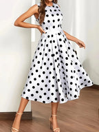 Damen A-Linie Kleid mit Polka-Dots