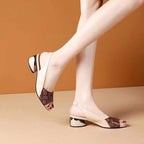 Damen Sling-Pumps mit modischem Blockabsatz und offenem Zehenbereich