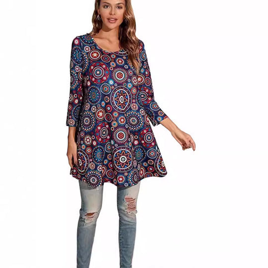 Damen Tunika mit einzigartigem Mandala-Druck R&B