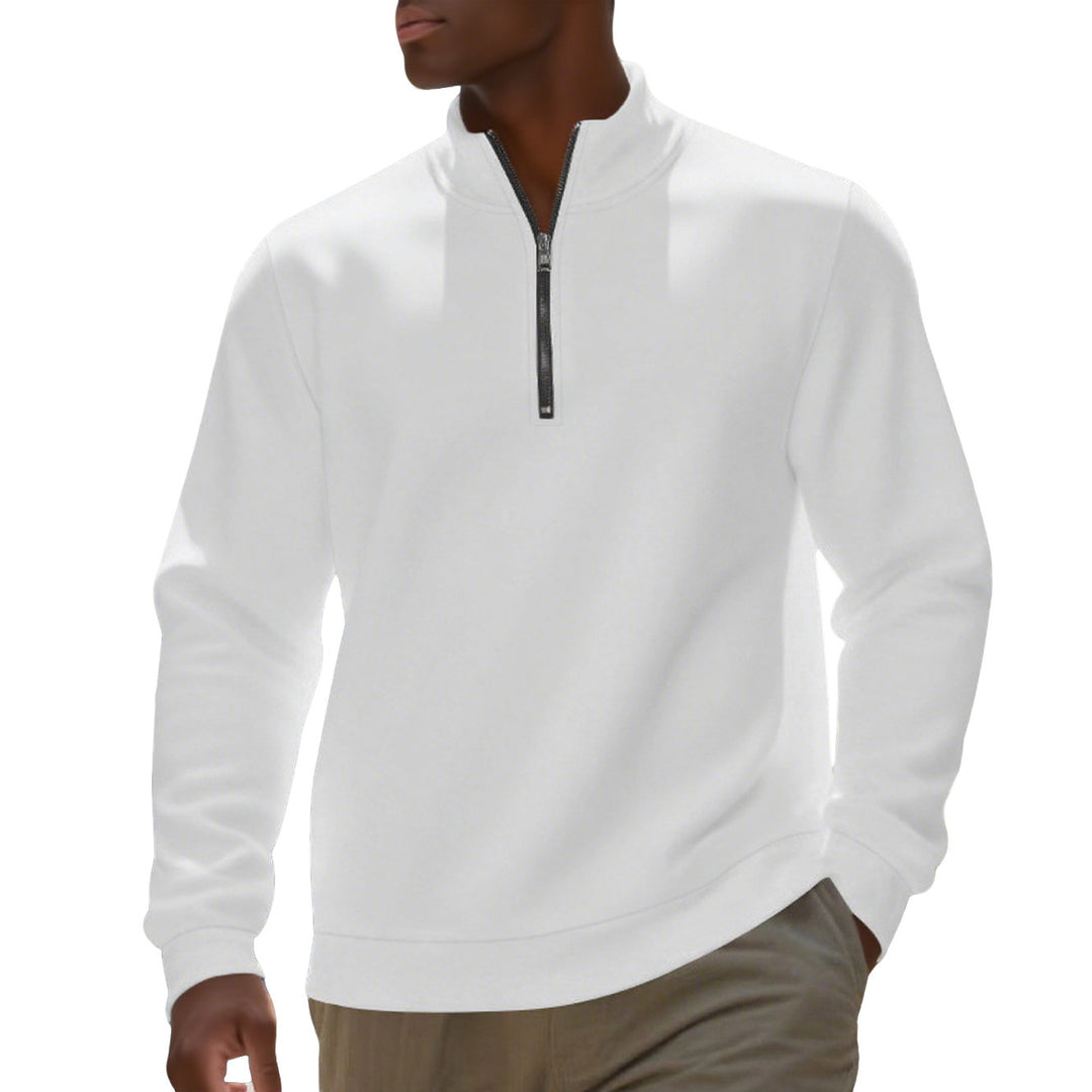 Herren nan Halbzip-Sweatshirt aus Baumwollmix mit Stehkragen, weichem Innenfutter und Rippbündchen R&B