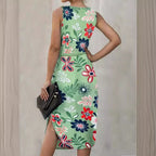 Damen Sommerliches Maxikleid mit floralem Muster und praktischen Taillenschnürung R&B