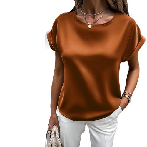 R&B | Satin-T-Shirt mit Umgeschlagenen Ärmeln für Damen