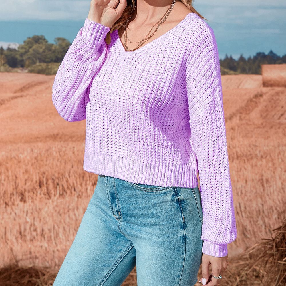Damen lässiger offener Strickpullover R&B