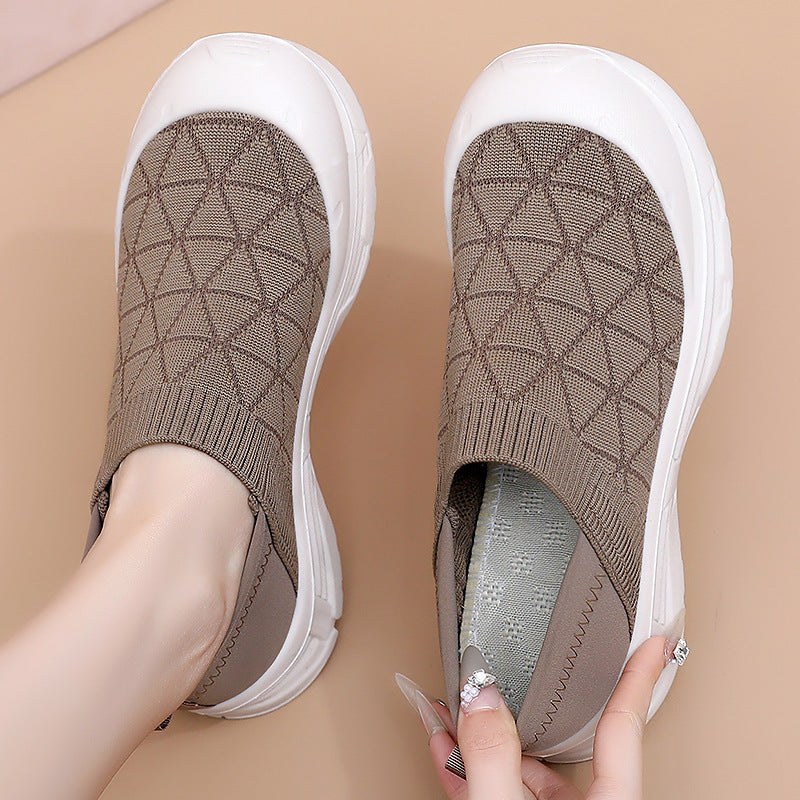 Damen Slip-On Freizeitschuhe mit elastischem Strickoberteil und rutschfester Sohle R&B