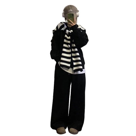 Damen lässiges Crop-Sweatshirt und weite Jogginghose Set R&B