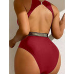 Damen Badeanzug mit Cut-Out Design und modischen Akzenten R&B