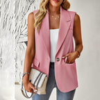 Damen ärmelloses Blazer-Oberteil mit taillierter Silhouette R&B