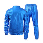 Herren nan Bomberjacke mit durchgehendem Reißverschluss, reflektierendem Metallic-Finish und elastischen Bündchen R&B