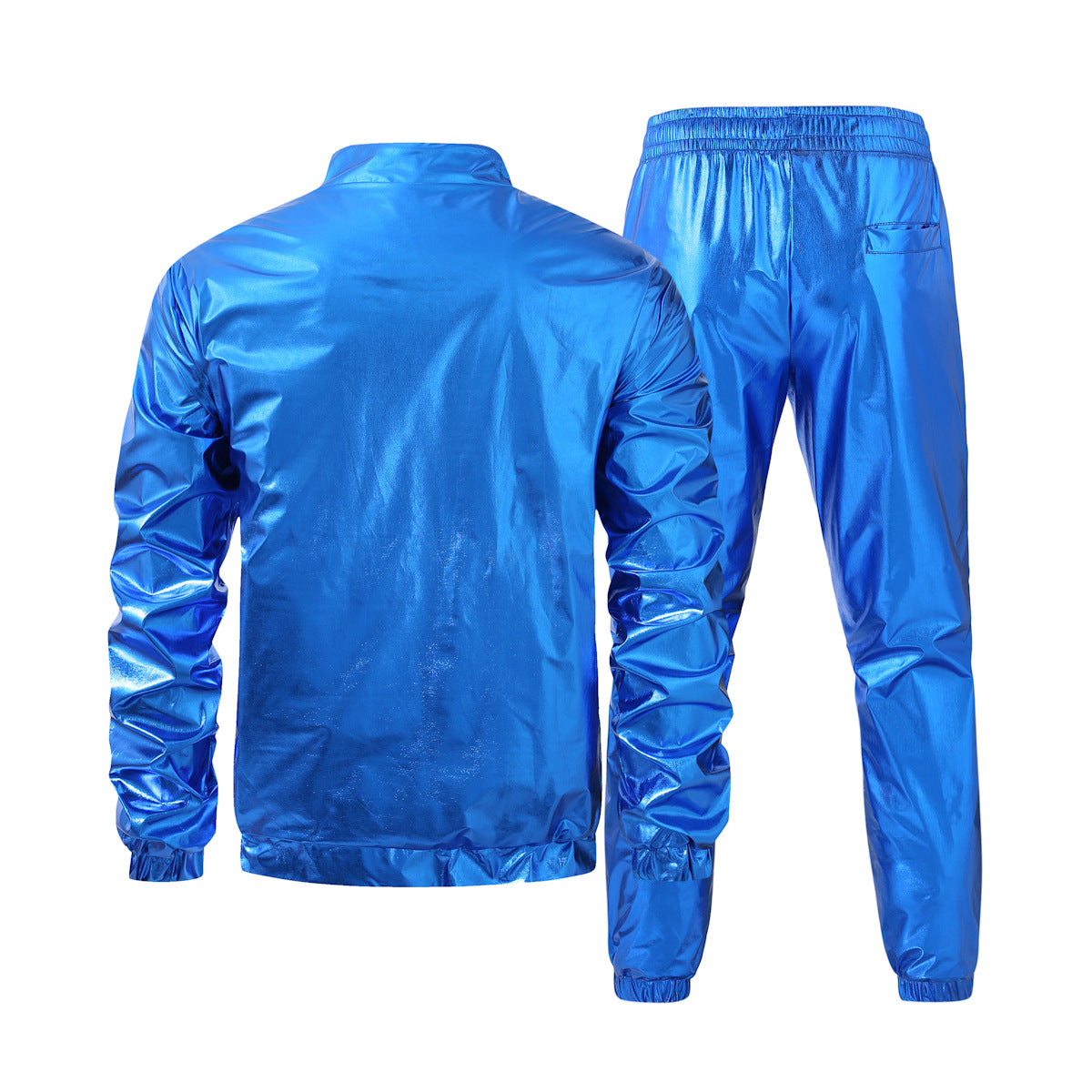 Herren nan Bomberjacke mit durchgehendem Reißverschluss, reflektierendem Metallic-Finish und elastischen Bündchen R&B