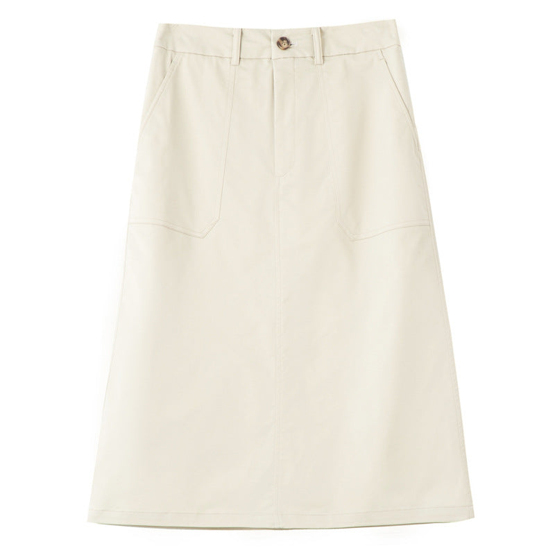 Damen Midi-Rock mit Taschen und Gürtel