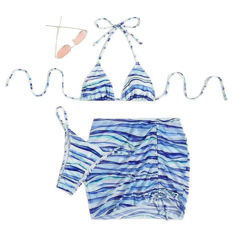 Damen Triangel-Bikini-Set mit verstellbarem Wickelrock R&B