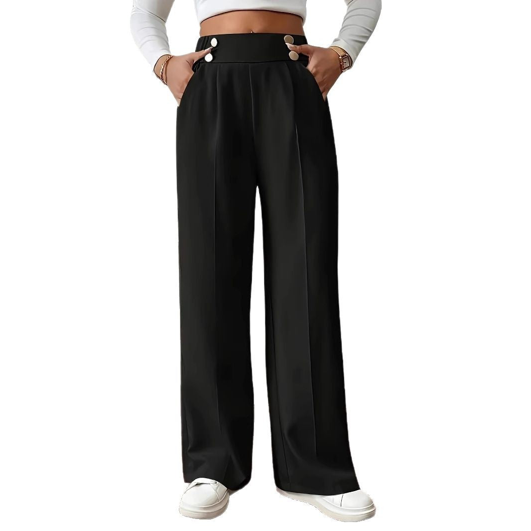 Damen Weitgeschnittene Palazzo-Hose mit elegantem Knopfdetail R&B