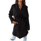 Damen Oversized Morgenmantel mit Gürtel und breiten Ärmeln R&B
