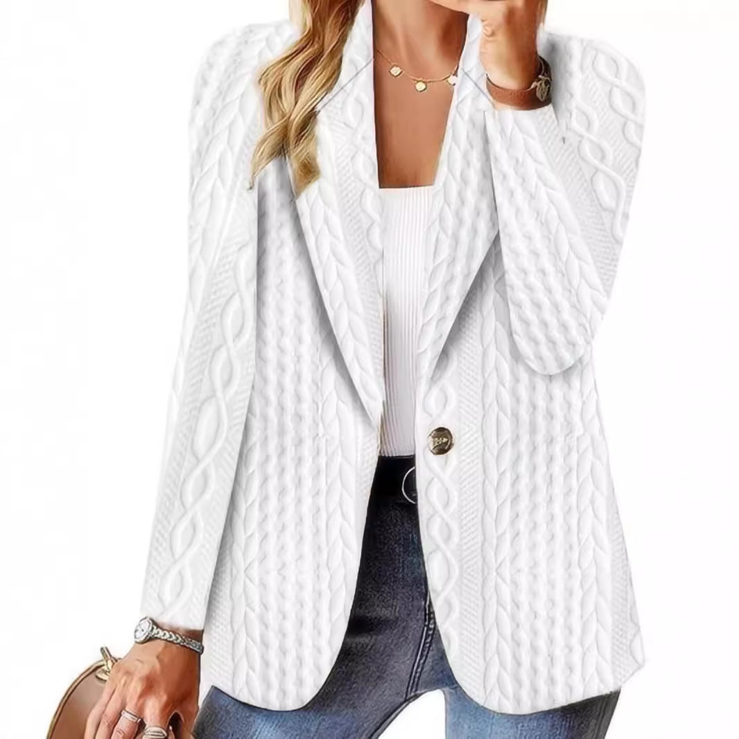 Damen Eleganter Strickblazer mit strukturierter Oberfläche und lässigem Schnitt R&B