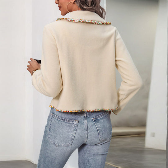 Damen elegante Jacke mit blumigen Akzenten und weichem Stoff R&B