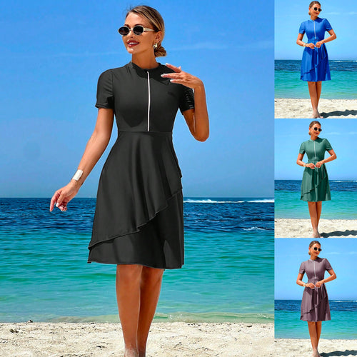 Damen Elegantes Strandkleid mit Rüschendesign R&B