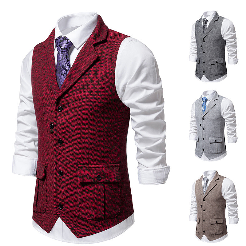 Herren elegante Weste mit strukturiertem Hahnentritt-Muster