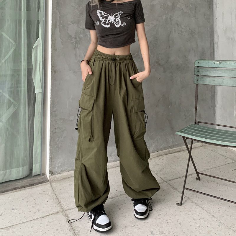 Damen nan weite Cargo-Hose mit Tunnelzugbund, verstellbarem Saum und Mehrfachtaschen R&B