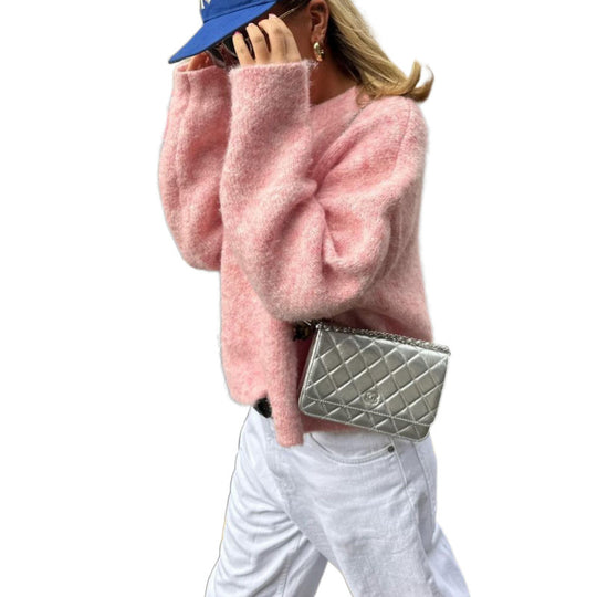 Damen gemütlicher Strickpullover mit lässigem Schnitt R&B