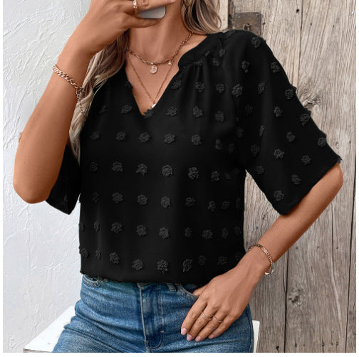 Damen elegantes Oberteil mit strukturiertem Blumenmuster R&B