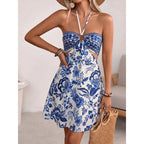 Damen Sommerliches Neckholderkleid mit floralem Cut-Out-Design R&B